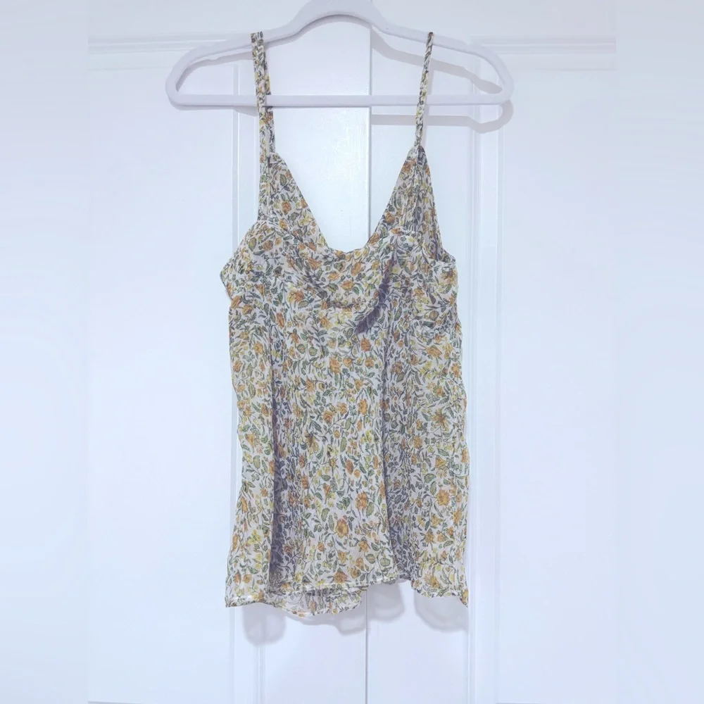 NWT J. Crew Crinkle Chiffon camisole in floral vines - Picture 7 of 8